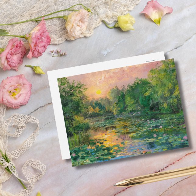 Carte Postale Nappes d'eau par Claude Monet, coucher du soleil,  (Créateur téléchargé)