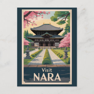 Carte Postale Nara Japon Illustration Voyage Art Vintage