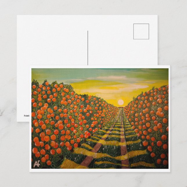 Carte Postale Naranjas de Valencia Peinture d'Alfred Fox (Devant / Derrière)