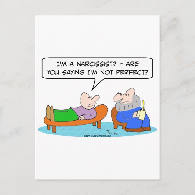 Carte Postale narcissiste psychiatre pas parfait (Devant)