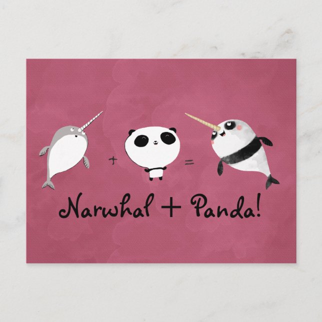 Carte Postale Narwhal plus Panda ! (Devant)
