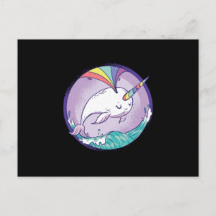 Carte Postale Narwhale arc-en-ciel