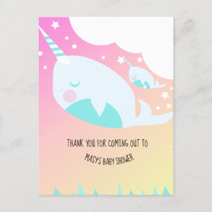 Carte Postale Narwhale Ombre Baby shower Ombré