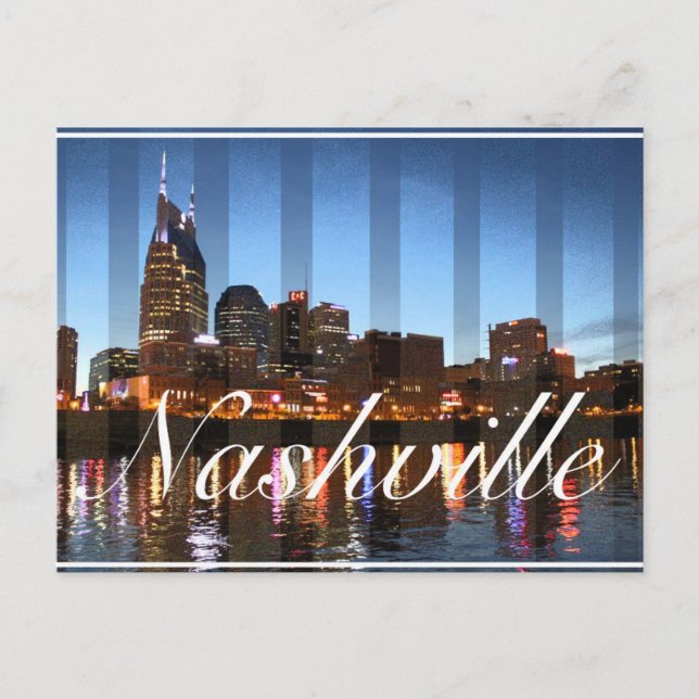 Carte Postale Nashville, TN Centre-ville scène de nuit (Devant)