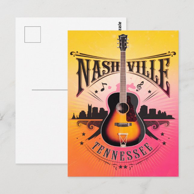 Carte Postale Nashville, TN - Music City USA (Devant / Derrière)
