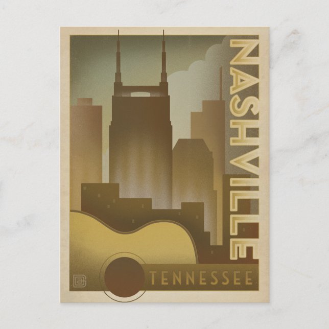 Carte Postale Nashville, TN - Skyline de guitare (Devant)
