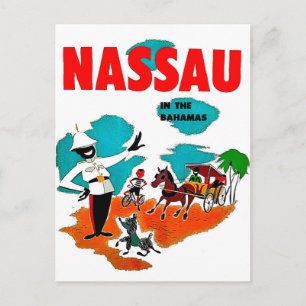 Carte Postale Nassau aux Bahamas, voyage vintage