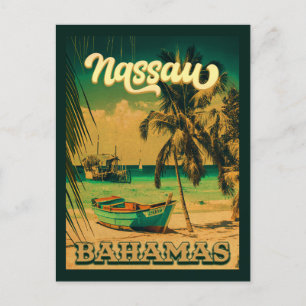 Carte Postale Nassau Palm Tree Bahamas Souvenirs Vintages 80s