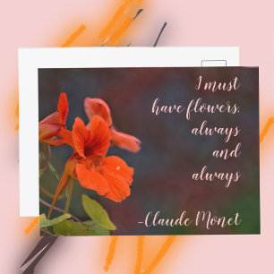 Carte Postale Nasturtium Floral Je Dois Avoir Des Fleurs Monet D