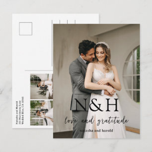 Carte Postale Natasha Monogram Merci Mariage moderne