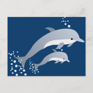 Carte Postale Natation Dauphins