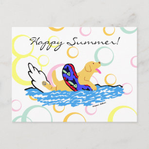 Carte Postale Natation jaune Labrador