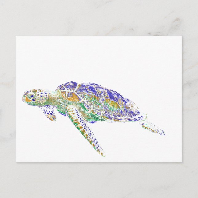 Carte Postale Natation Tortue de mer Art Moderne (Devant)