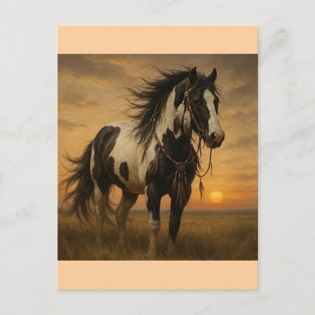Carte postale Native American Paint Horse - Kangee (Devant)