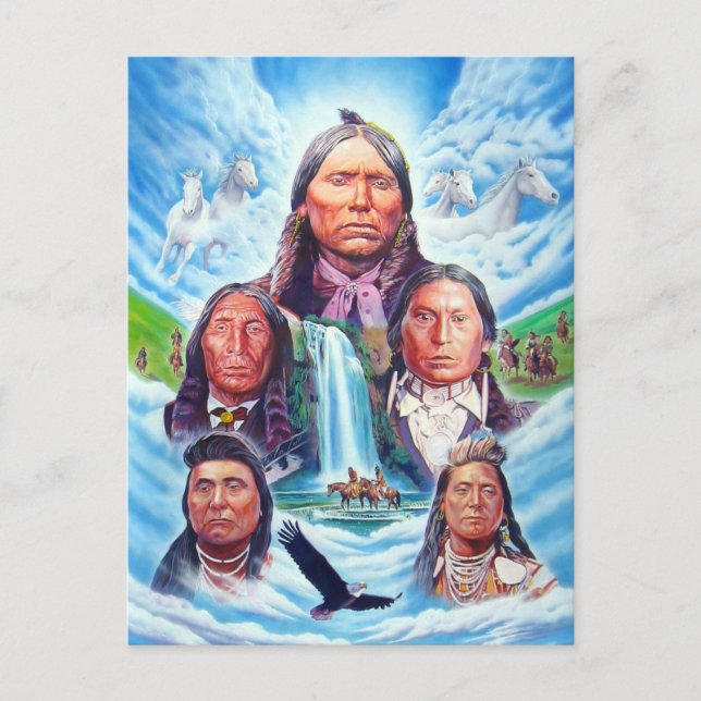 Carte Postale Native American Painting Famous Indian Chiefs (Devant)