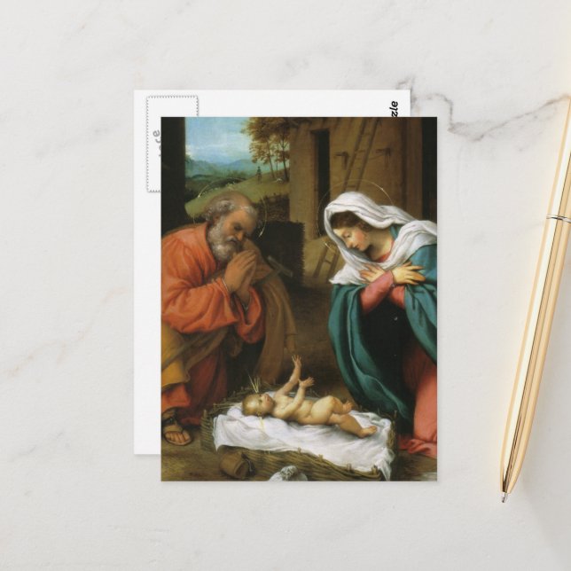 Carte Postale Nativité du Christ (Devant/Arrière en situation)