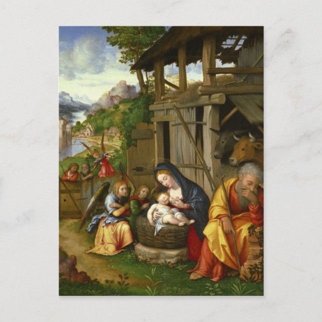 Carte Postale Nativité et enfants anges c1515 (Devant)