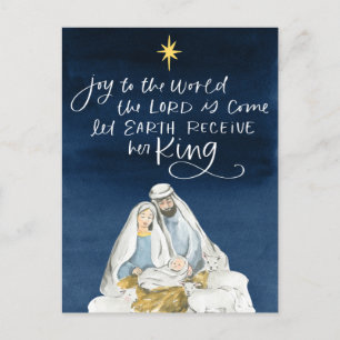 Carte Postale Nativité Joy Aquarelle Noël religieux