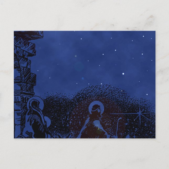 Carte Postale Nativité nocturne étoilée (Devant)
