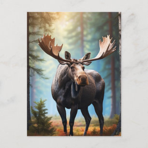 Carte Postale *~* Nature AP49 MOOSE Head Turned Forest Cottage