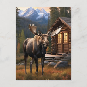 Carte Postale *~* Nature AP49 MOOSE Woods Forest Dusk Mountains