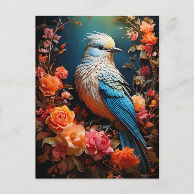 Carte Postale Nature lunaire Oiseau bleu (Devant)