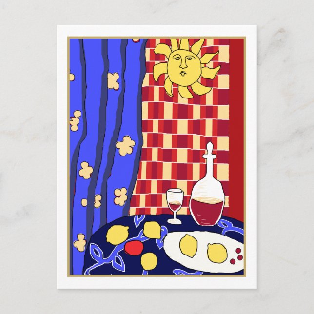 Carte Postale Nature morte au vin rouge et citrons La Dolce Vita (Devant)