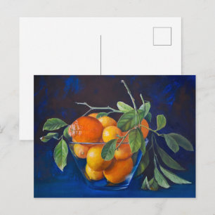 Carte Postale Nature morte aux citrons et branche d'orange
