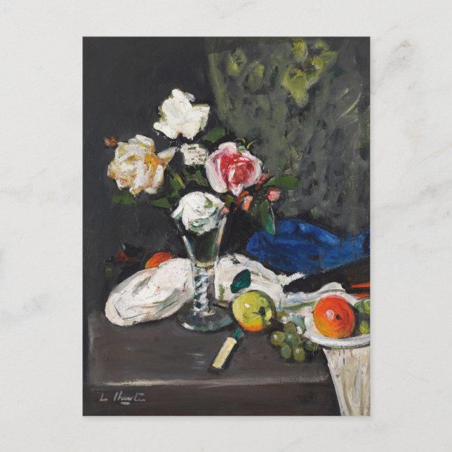 Carte Postale Nature morte aux fruits et roses | George Leslie H (Devant)
