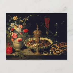 Carte Postale Nature morte de fleurs et de fruits secs, 1611