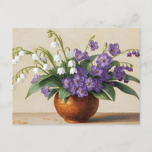 Carte Postale Nature morte peinture à l'huile florale du lys de 