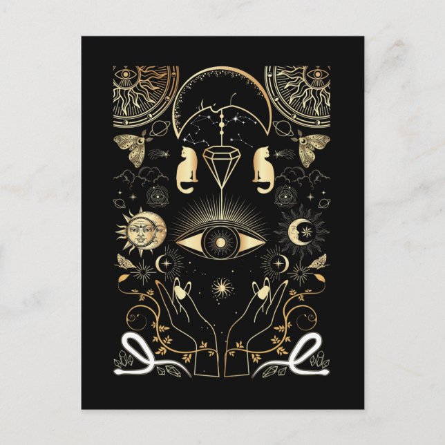 Carte Postale Nature Spirituelle Lune Astrologie Soleil Étoiles  (Devant)
