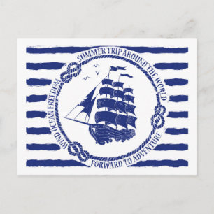 Carte Postale Nautical Emblem With Sailing Ship