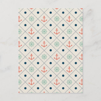 Carte Postale Nautical Ivory Anchor Helm Wheel Sail