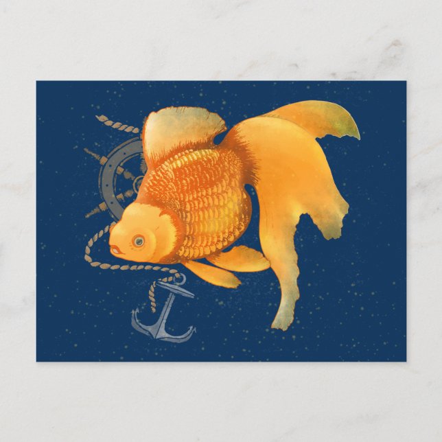 Carte postale nautique de la roue d'Ancre Goldfish (Devant)