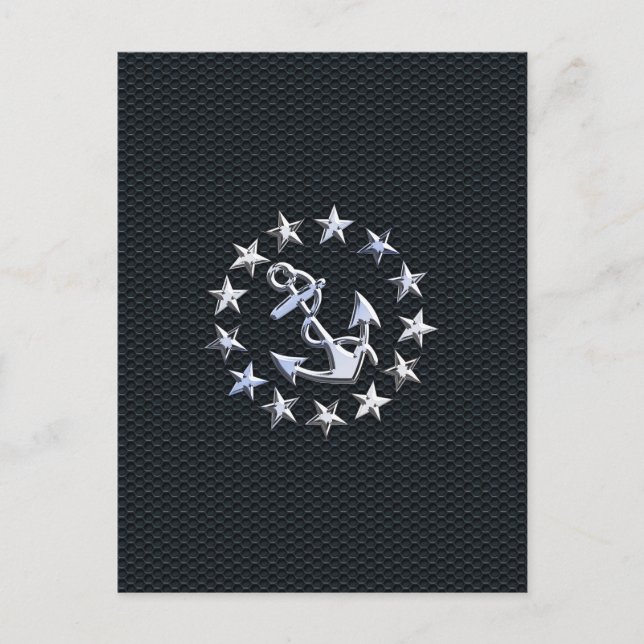 Carte Postale Nautique Yacht Drapeau Chrome Ensigne sur Grille I (Devant)