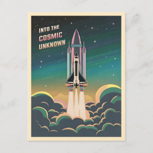Carte Postale Navette spatiale Retro Graphic LoFi Cosmic Retrowa
