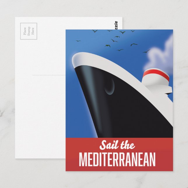 Carte Postale Naviguer sur la Méditerranée (Devant / Derrière)