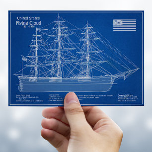 Carte Postale Navire Clipper Flying Cloud - Plan