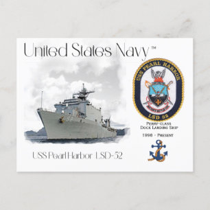 CARTE POSTALE NAVIRE D'ATTERRISSAGE DE L'USS PEARL HARBOR LSD-52