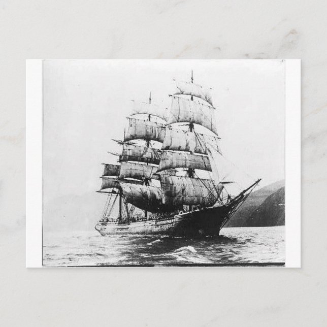 Carte Postale Navire - Noir et Blanc (Devant)