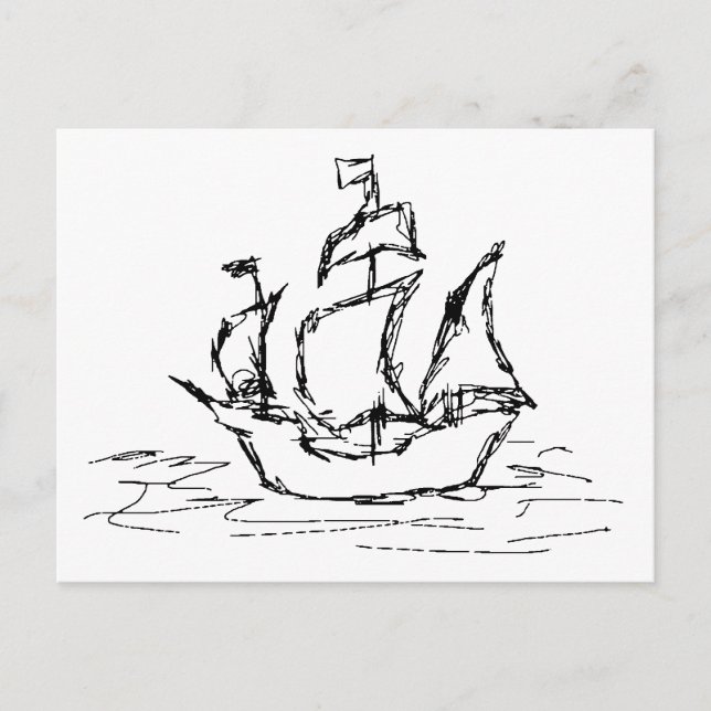 Carte Postale Navire pirate. (Devant)