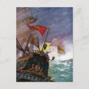 Carte Postale Navires à voile dans une mer orageuse