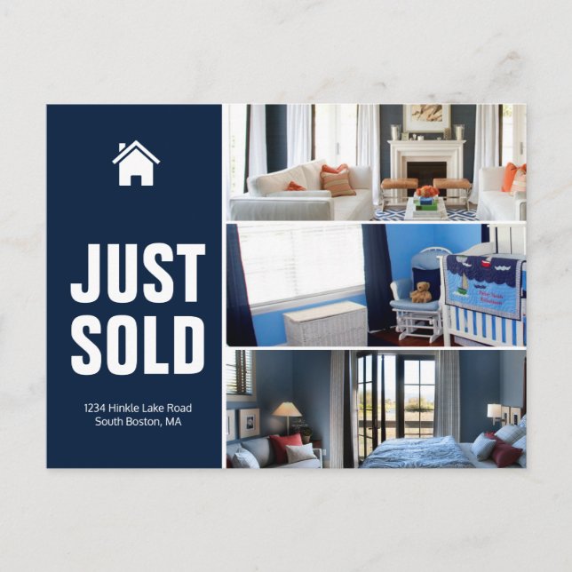 Carte Postale Navy blue Juste vendu annonce immobilière modèle (Devant)