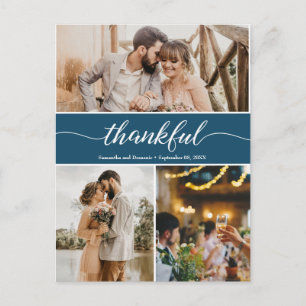 Carte Postale Navy Blue Merci Mariage photo Collage