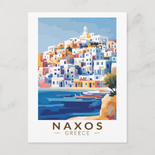Carte Postale Naxos Grèce Illustration Art de Voyage Vintage