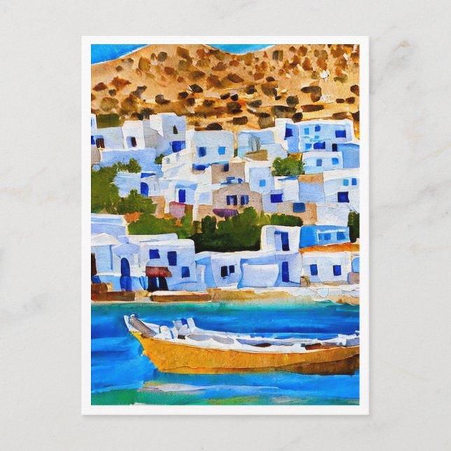 Carte Postale Naxos Grèce Peinture rétro (Devant)