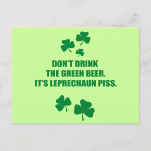 CARTE POSTALE NE BOIS PAS LA BIÈRE VERTE