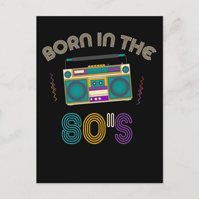 Carte Postale Né dans les années 80 Old School Music 1980 Annive (Devant)