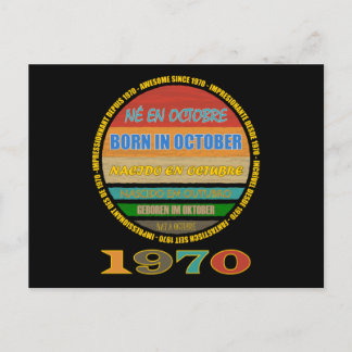Carte Postale Né en octobre Incroyable depuis 1970 Plusieurs Lan